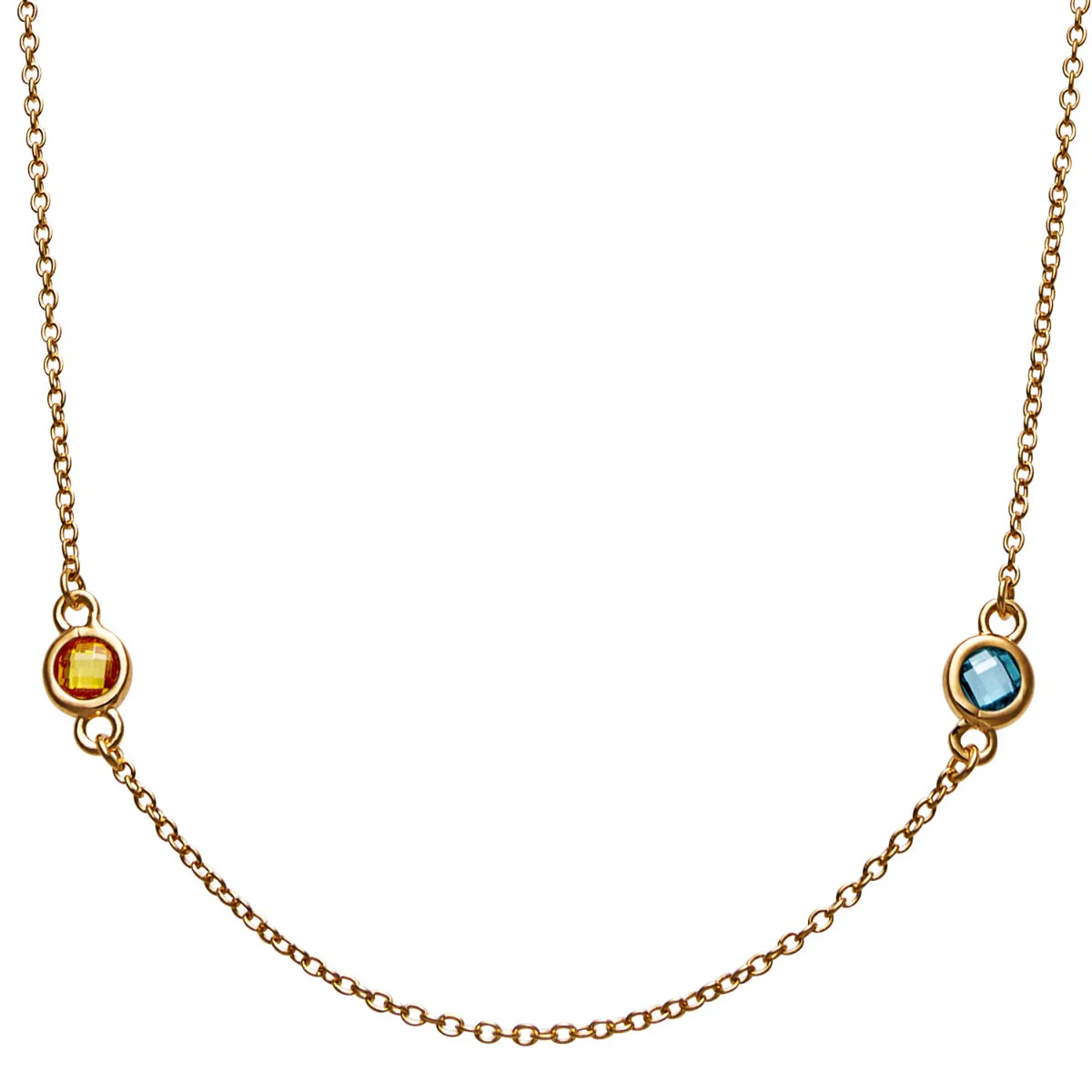 14K Gold over Sterling Station Birthstone Necklace - 2 to 6 Stones - Image 2