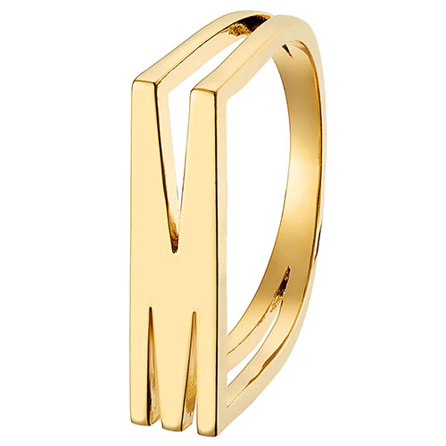 14K Gold Plated Bold Horizontal Initial Ring with Free Hoop Earrings - Image 8