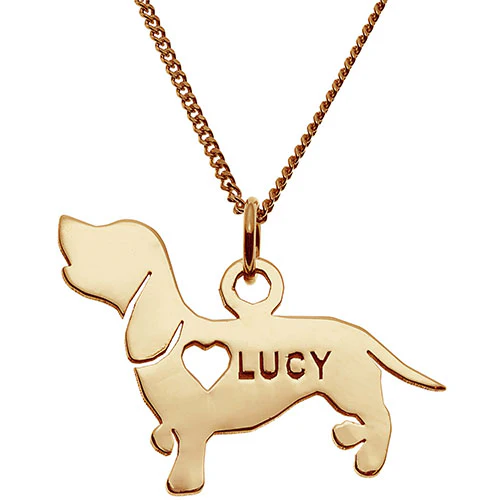 14K Gold Plated Dachshund Silhouette Necklace