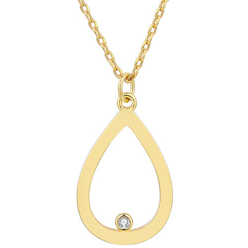 14K Gold Plated Enamel Open Teardrop with Birthstones Necklace - 1 to 5 stones - Image 7