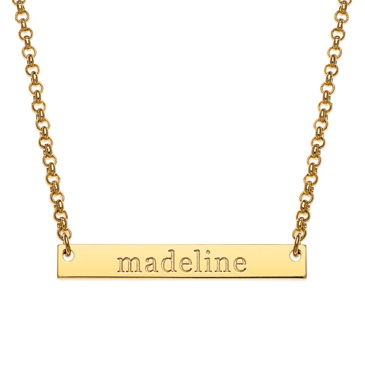 14K Gold Plated Engraved Name Mini Bar Necklace - Image 4