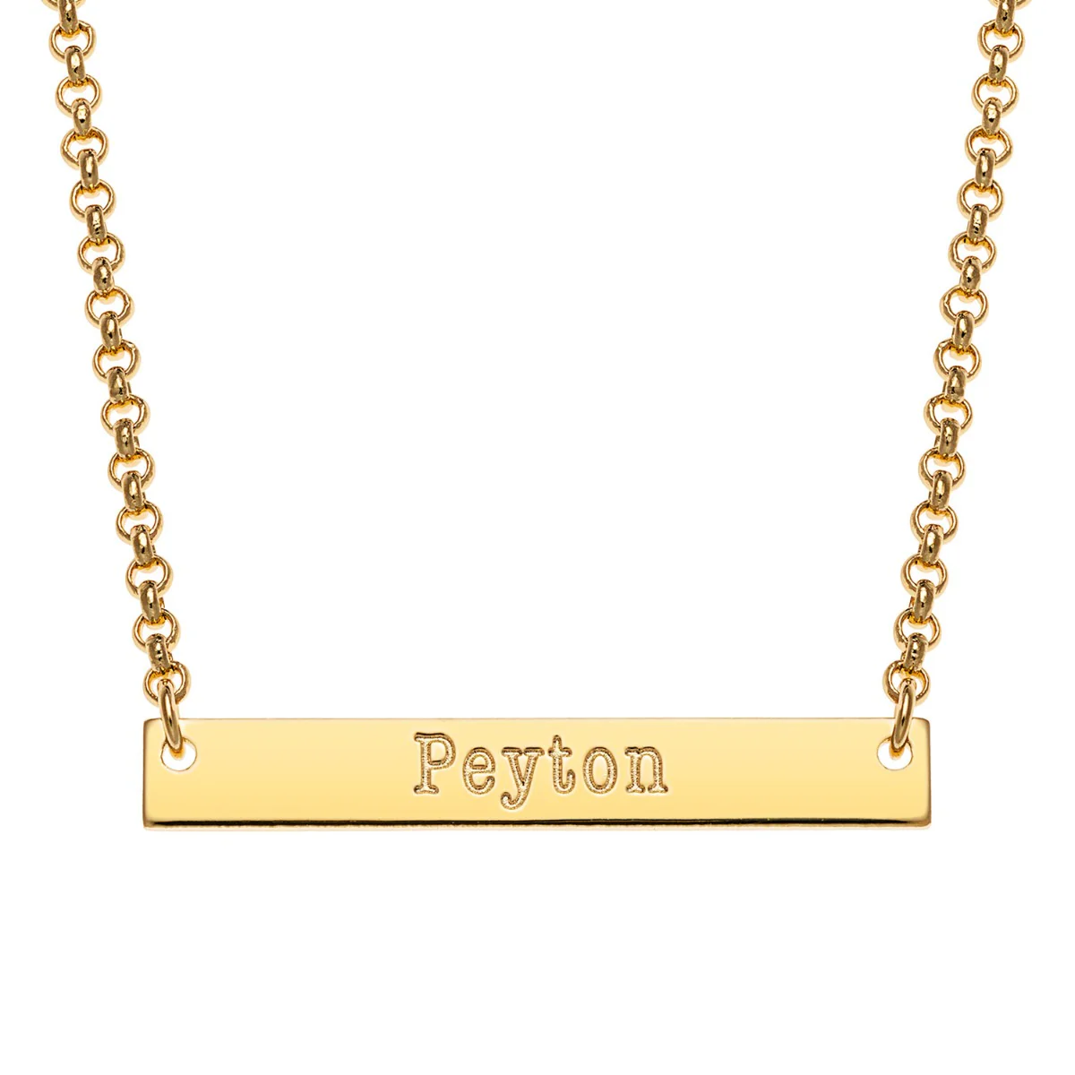 14K Gold Plated Engraved Name Mini Bar Necklace - Image 6