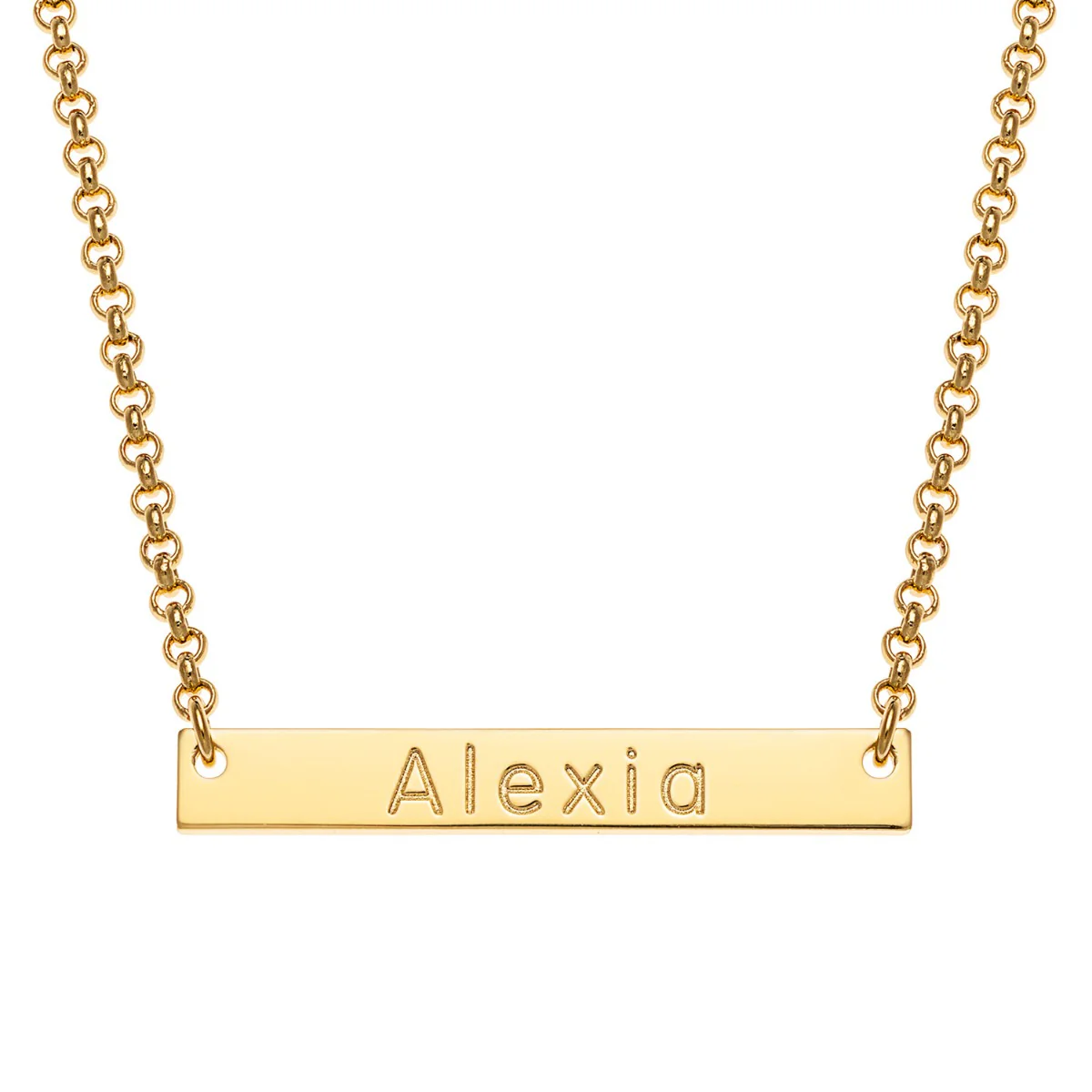14K Gold Plated Engraved Name Mini Bar Necklace - Image 7