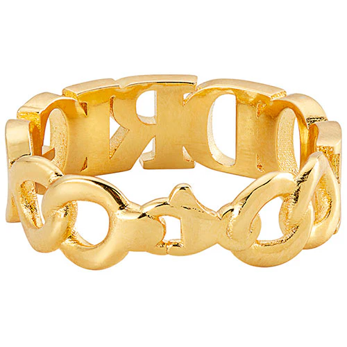 14K Gold Plated Frozen Chain Name Ring - Image 2