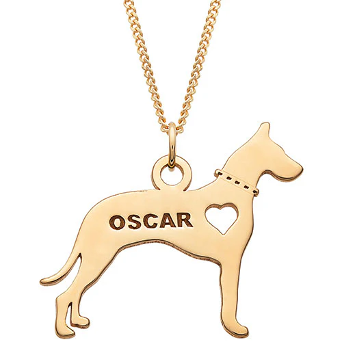 14K Gold Plated Great Dane Silhouette Necklace