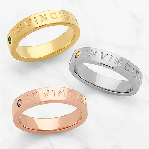 INVINCIBLE 14K Gold Plated Birthstone Empowerment Ring - Image 3