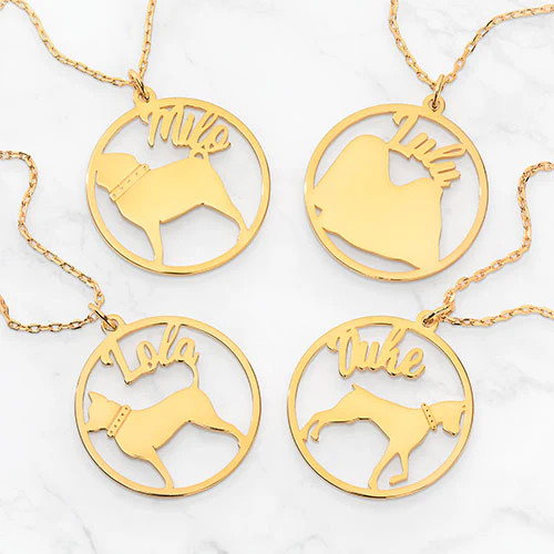 14K Gold Plated Personalized Dog Breed Silhouette Necklace