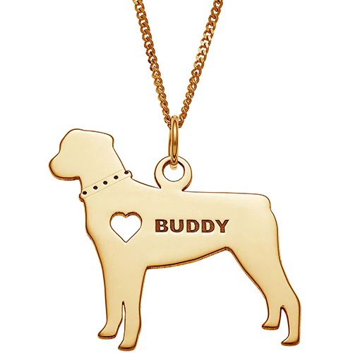 14K Gold Plated Rottweiler Silhouette Necklace