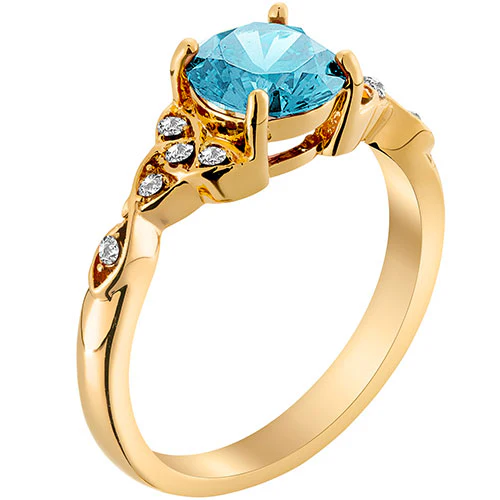 14K Gold Plated Simulated Blue Topaz and Clear Crystal Trinity Knot Ring - Image 2