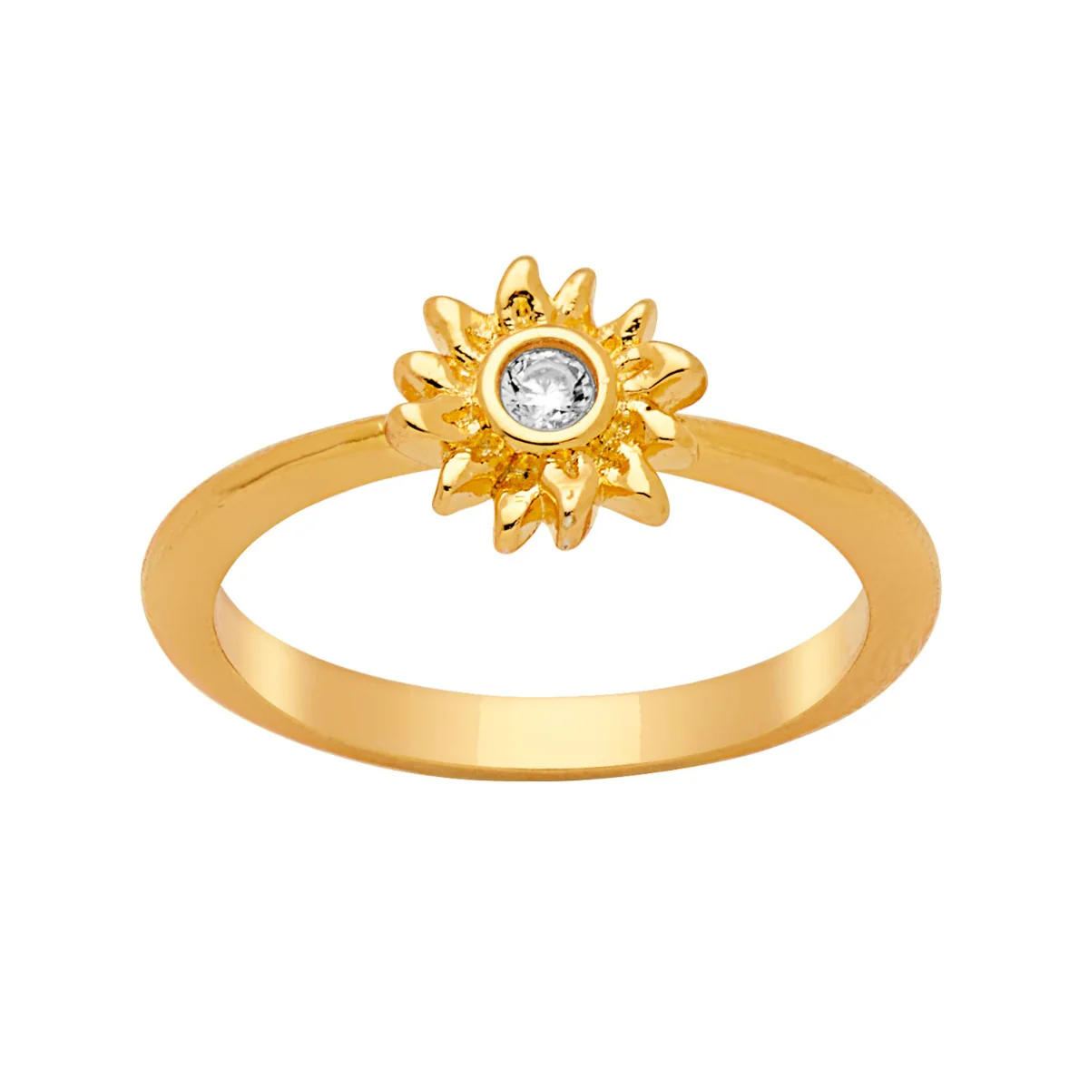14K Gold Plated Sunflower Birthstone Ring