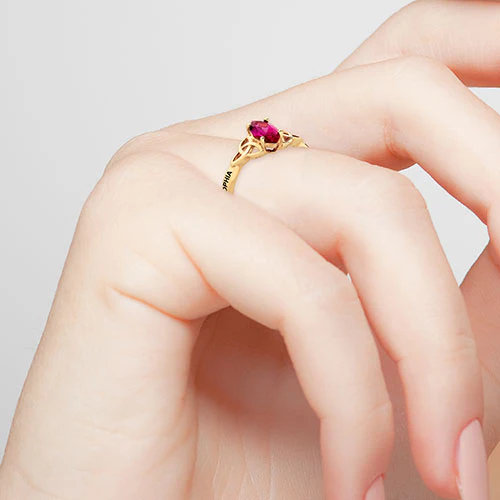 14K Gold Plated Trinity Marquise Birthstone Class Ring - Image 3