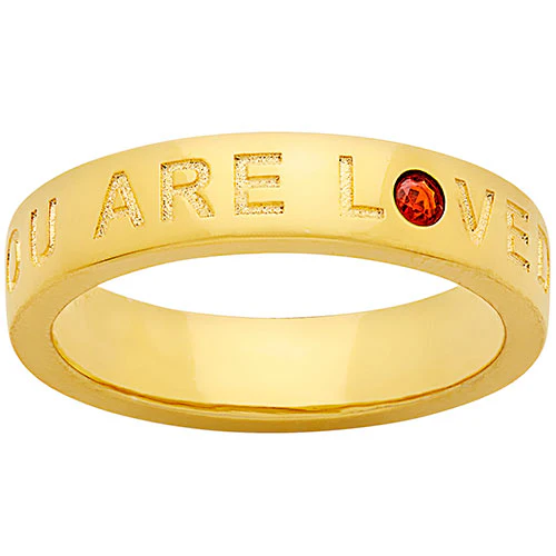 YOU ARE LOVED 14K Gold Plated Birthstone Empowerment Ring