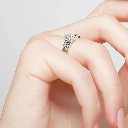 14K Rose Gold over Sterling Oval White Topaz Diamond Accent 2-Piece Engraved Wedding Ring Set - Image 4