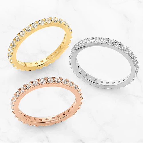 14K Rose Gold over Sterling White Topaz Eternity Band - Image 4