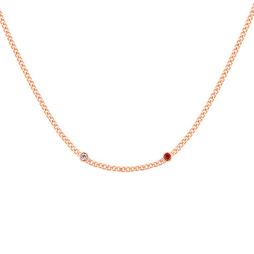14K Rose Gold Plated Curb Chain with Birthstone Stations Necklace - 2 to 6 stones - Image 3