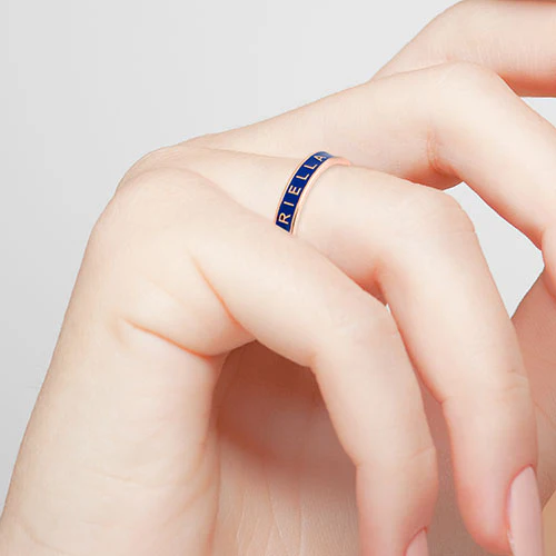 14K Rose Gold Plated Enamel Name Band Ring - Image 2