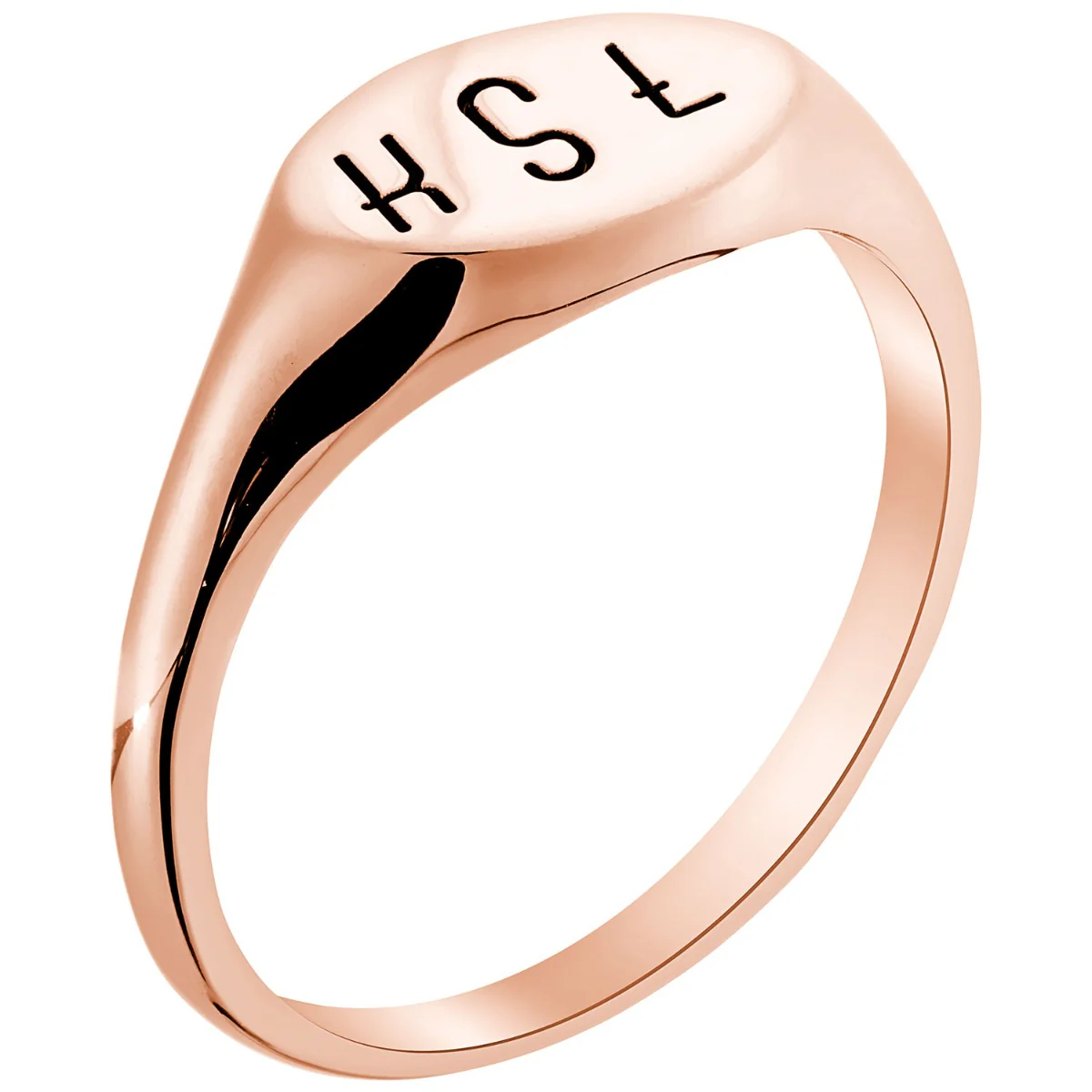14K Rose Gold Plated Engraved Signet Ring - Image 2