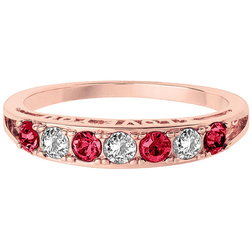 14K Rose Gold Plated I LOVE YOU Simulated Ruby and Clear Crystal Ring - Image 2