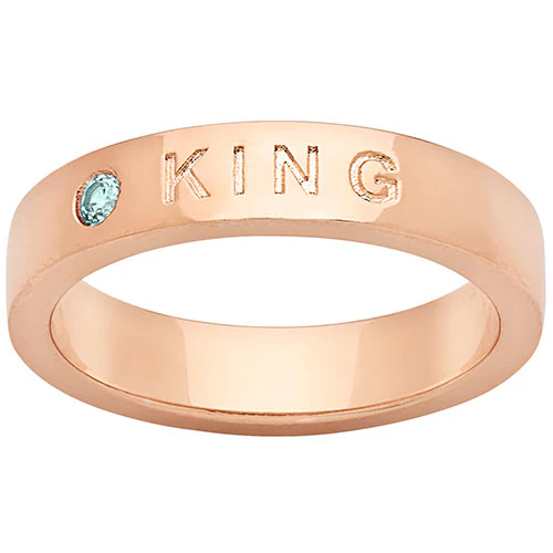 KING 14K Rose Gold Plated Birthstone Empowerment Ring