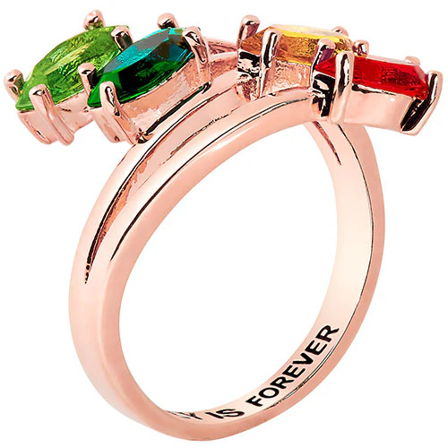 14K Rose Gold Plated Marquise Bypass Birthstone Ring - Image 2