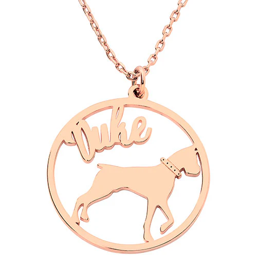 14K Rose Gold Plated Personalized Dog Breed Silhouette Necklace - Image 2