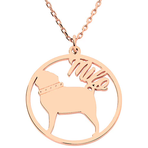 14K Rose Gold Plated Personalized Dog Breed Silhouette Necklace - Image 3