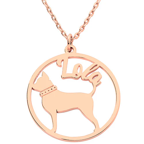 14K Rose Gold Plated Personalized Dog Breed Silhouette Necklace - Image 4