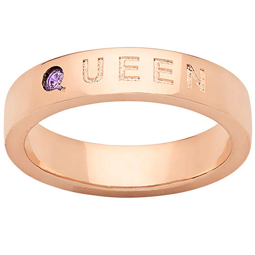 QUEEN 14K Rose Gold Plated Birthstone Empowerment Ring