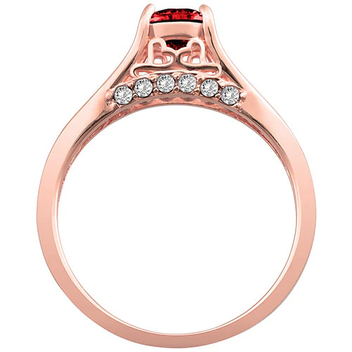14K Rose Gold Plated Simulated Garnet and Clear Crystal Ring - Image 3