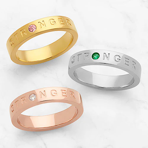 STRONGER 14K Rose Gold Plated Birthstone Empowerment Ring - Image 4