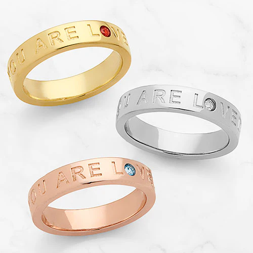YOU ARE LOVED 14K Rose Gold Plated Birthstone Empowerment Ring - Image 2