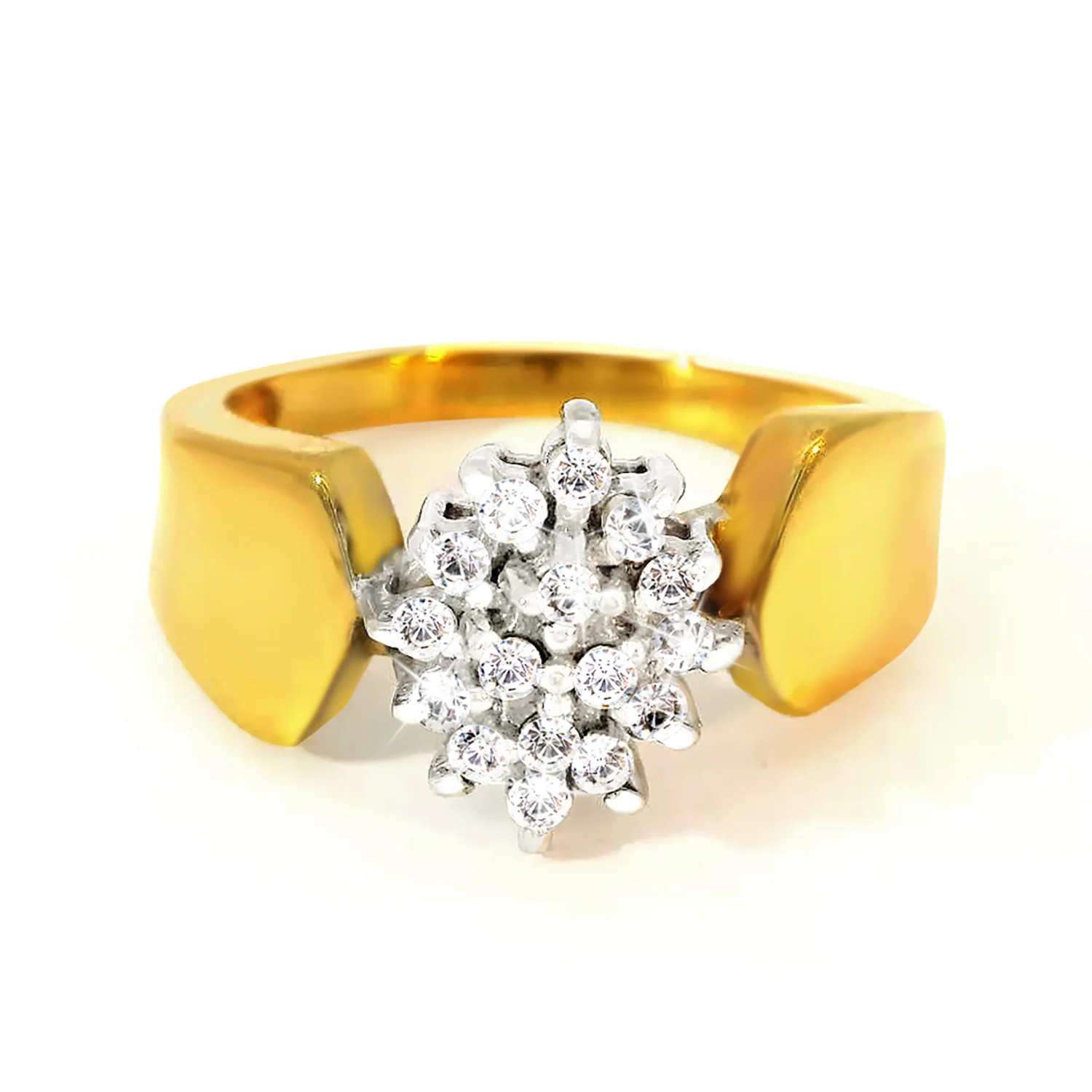 18K Gold over Sterling Genuine 1/4 Carat Diamond Cluster Ring