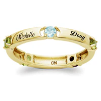 18K Gold over Sterling Genuine Birthstone Family Name Ring - Image 2