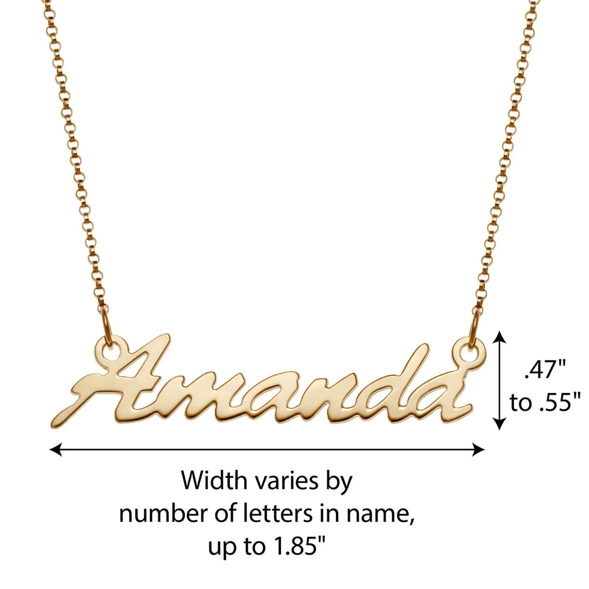 18K Gold Over Sterling Hollywood Script Personalized Name Necklace - Image 4