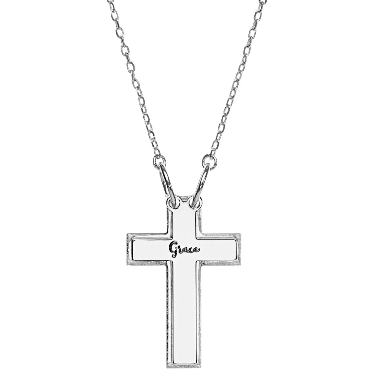 3-D Engraved Cross with Clear Back Necklace - Image 2