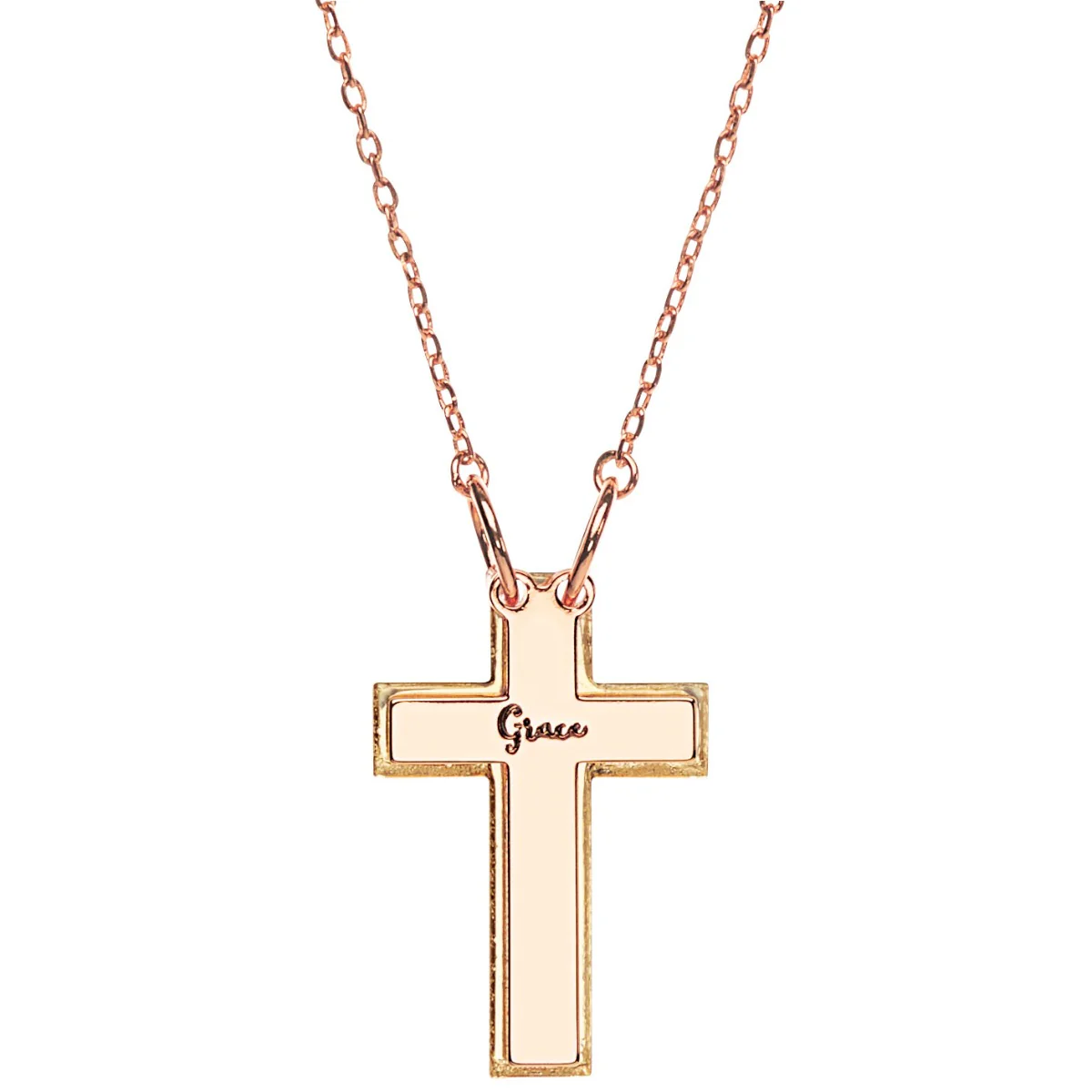 3-D Engraved Cross with Clear Back Necklace - Image 7