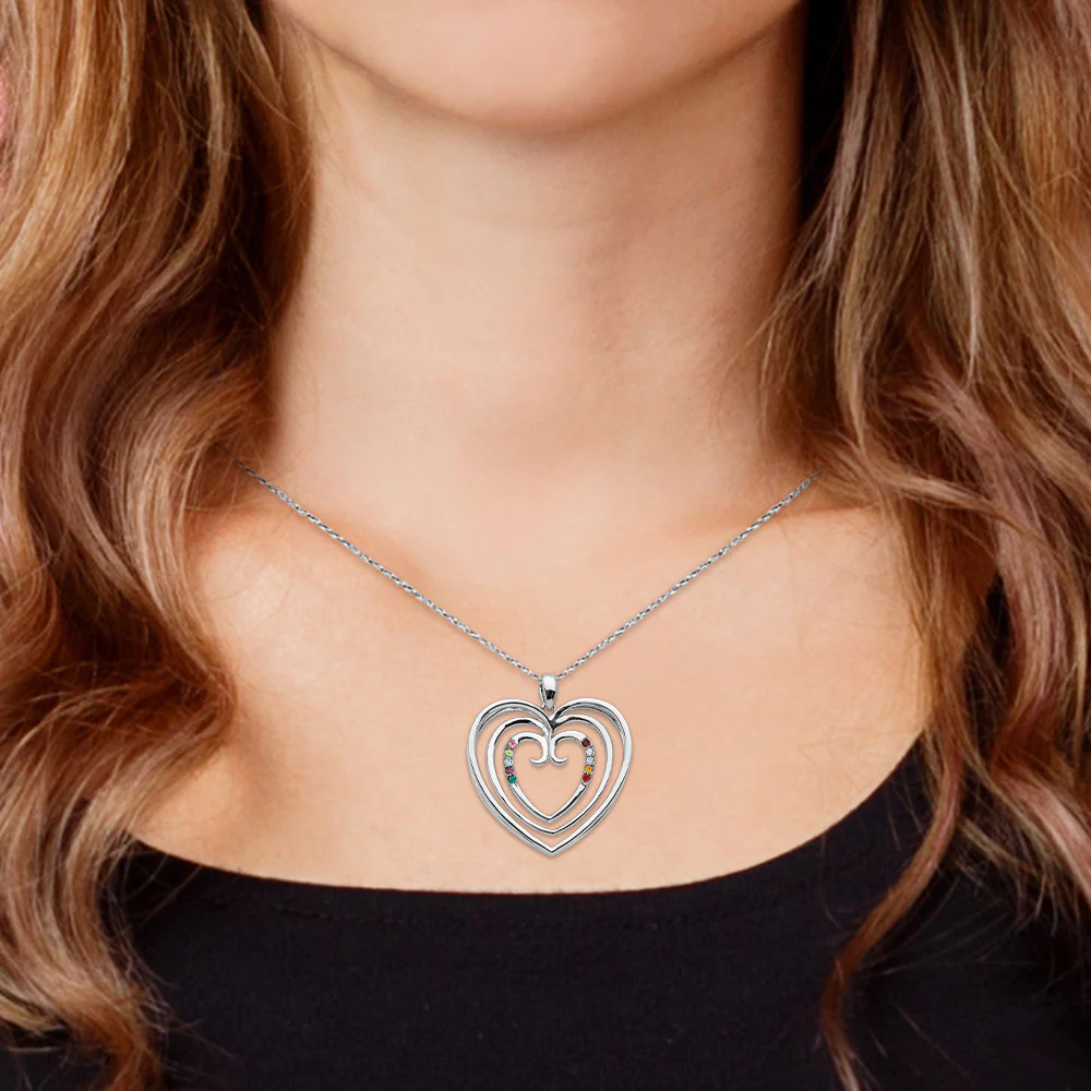 3-D Triple Heart Birthstone Necklace - Image 3
