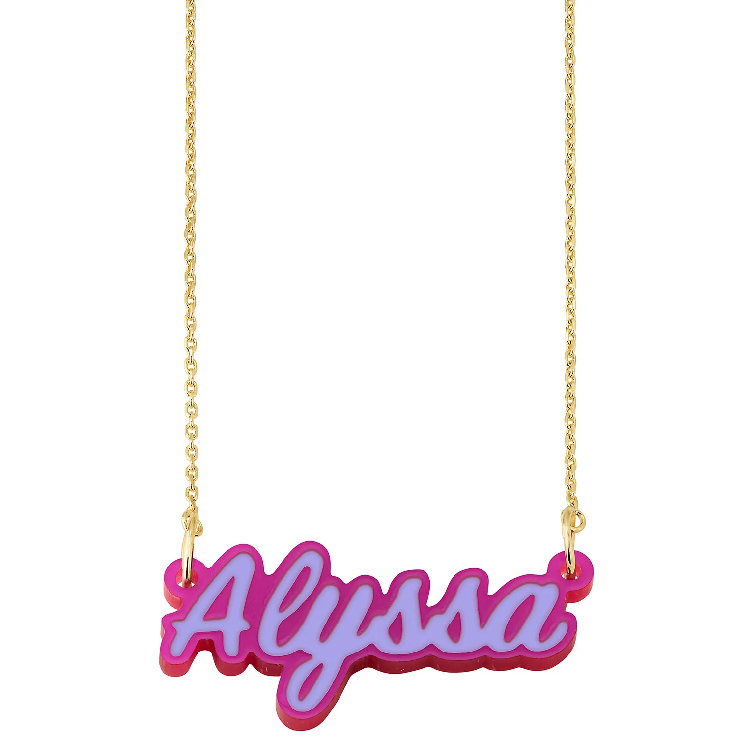 Acrylic Script Name with Enamel Necklace - Image 3