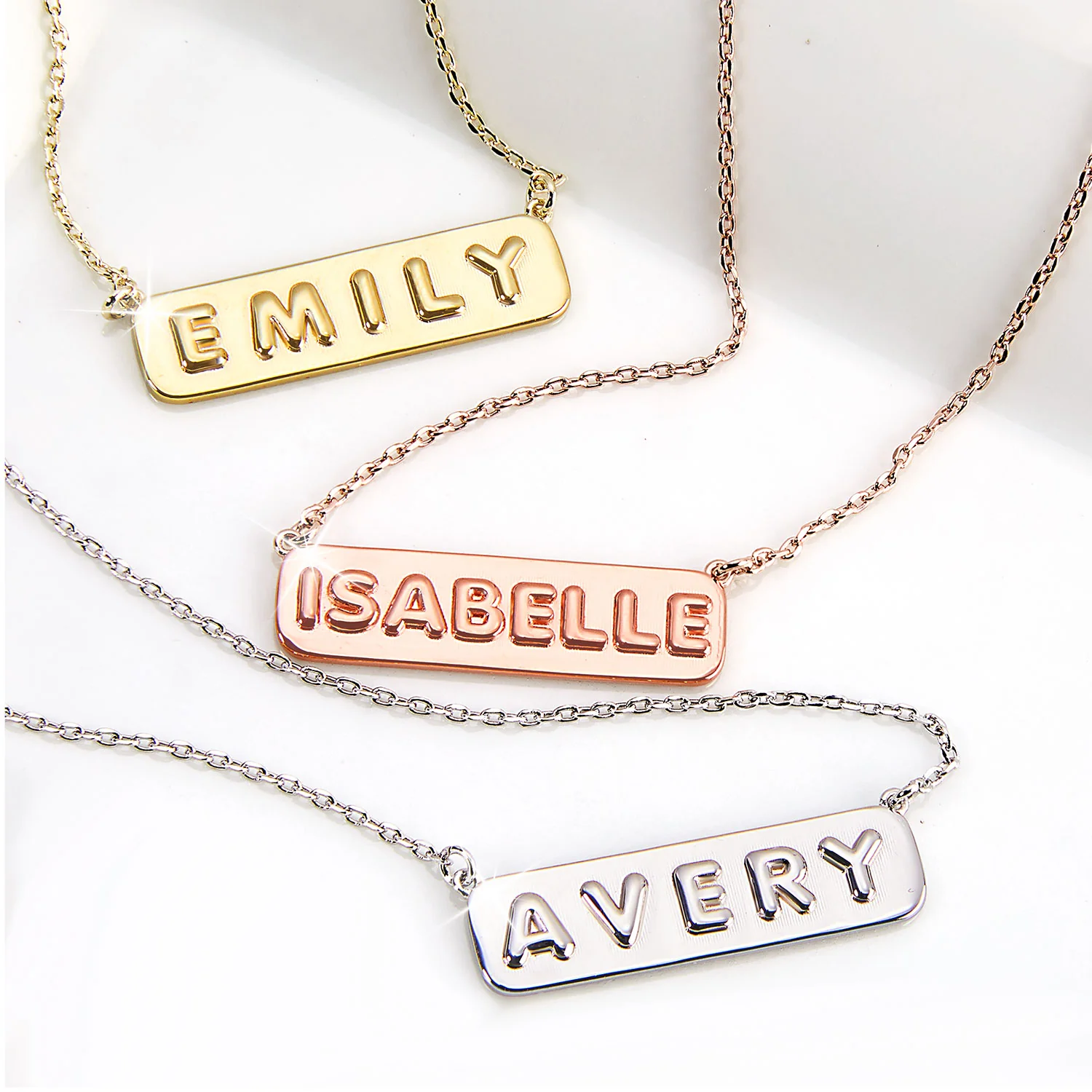 Balloon Letters Horizontal Bar Necklace