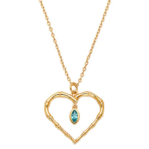 Bamboo heart with Birthstone Inside Necklace - Image 4