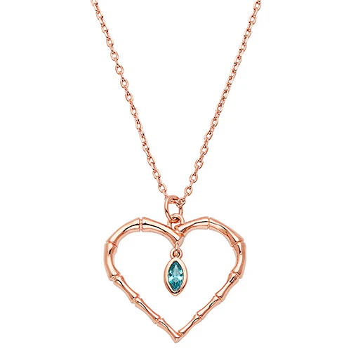 Bamboo heart with Birthstone Inside Necklace - Image 6