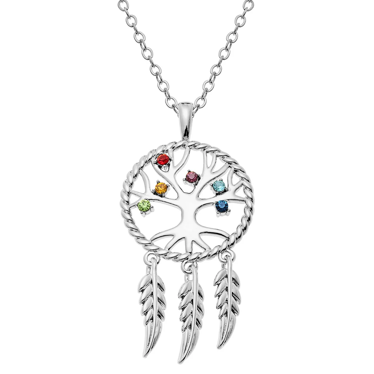 Birthstone Tree of Life Dream Catcher Necklace - Image 4