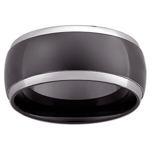 Black Stainless Steel Two-Tone Wide Band - 10mm