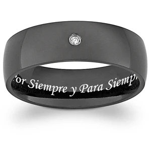 Black Titanium Men's Diamond Accent Por Siempre y Para Siempre Band