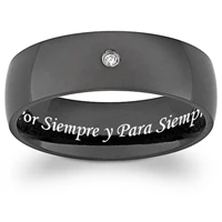 Black Titanium Men's Diamond Accent Por Siempre y Para Siempre Band - Image 2