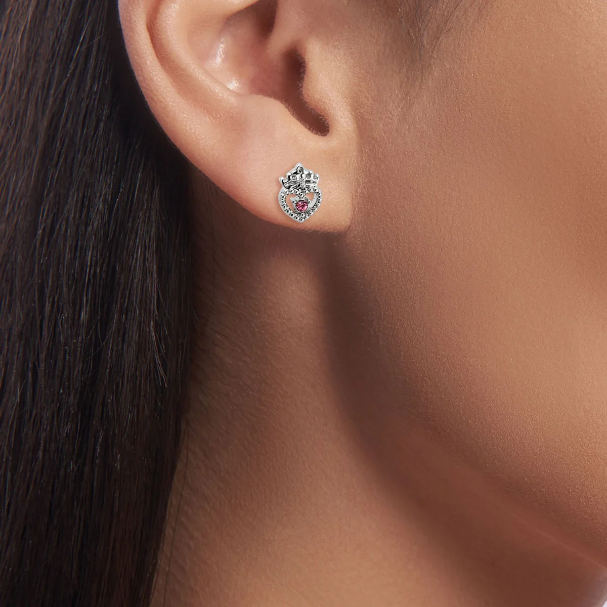 Crown Heart Birthstone and Diamond Necklace and Earring Set - Image 4