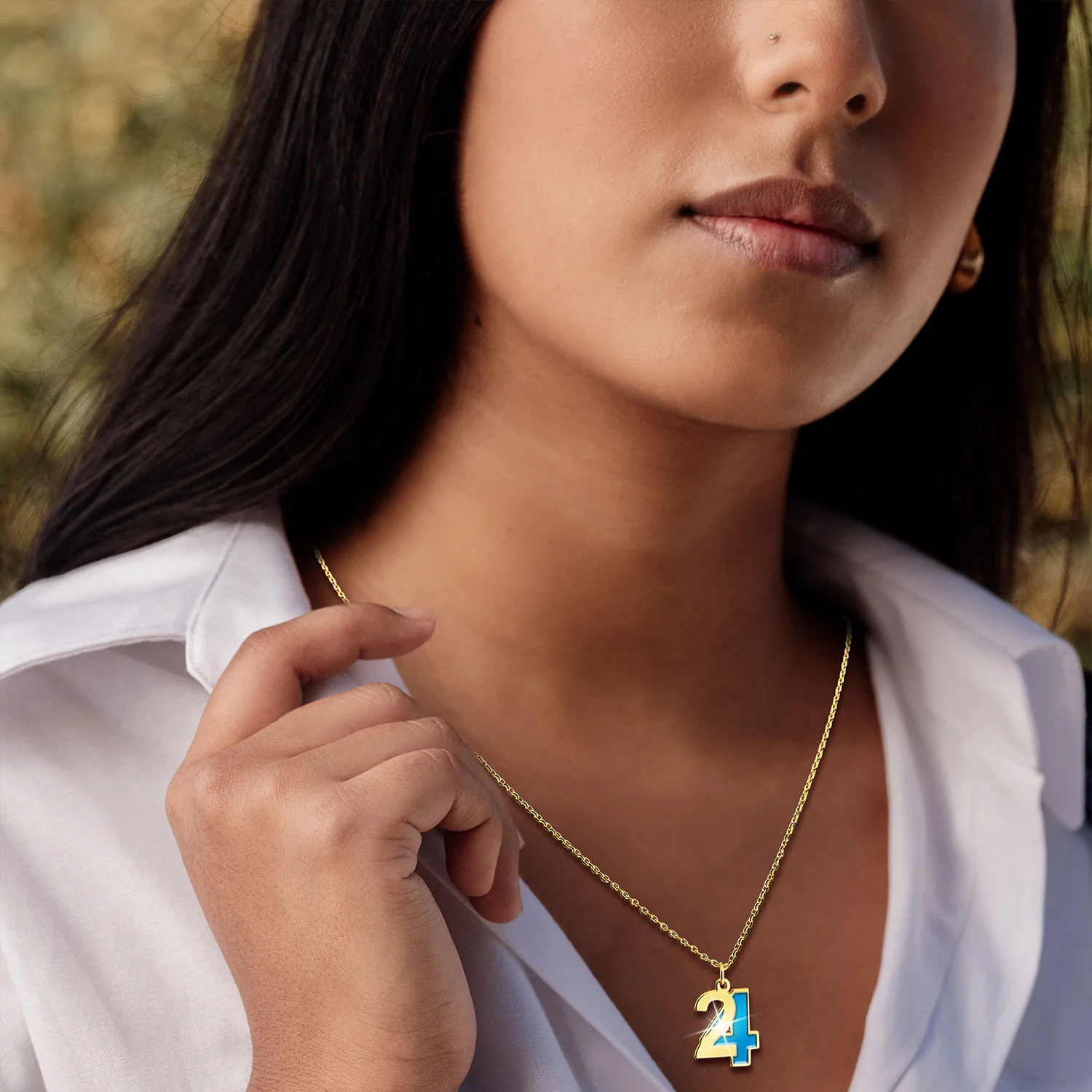 Custom Bold Double Digit Year with Enamel Freestyle Class/ Graduation Necklace - Image 3