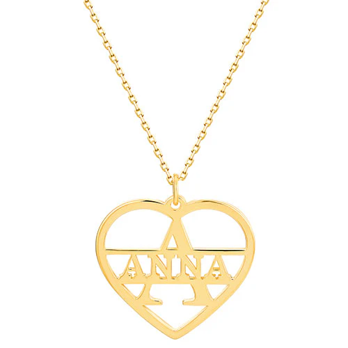 Cutout Initial and Name Heart Necklace - Image 4