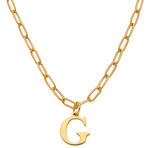 Dainty Initial Paperclip Chain Necklace - Image 4