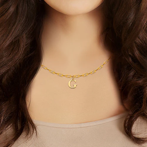 Dainty Initial Paperclip Chain Necklace - Image 5